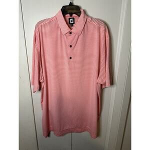 Men’s Footjoy FJ Golf Polo Shirt LOGO Pink And White XXL
